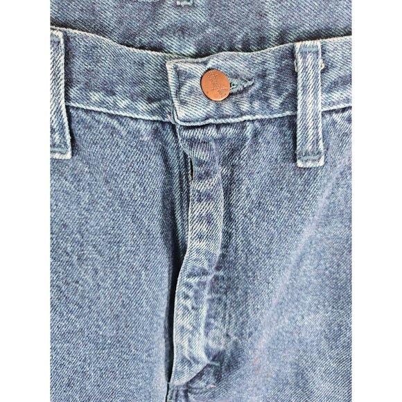 VTG Wrangler Made In USA Blue Green Hand Dyed Straight Leg Jeans Size 36 X 32 - Picture 8 of 11